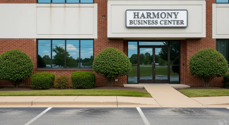 Commercial office building entrance